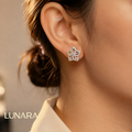 Floral Zircon Silver Earrings